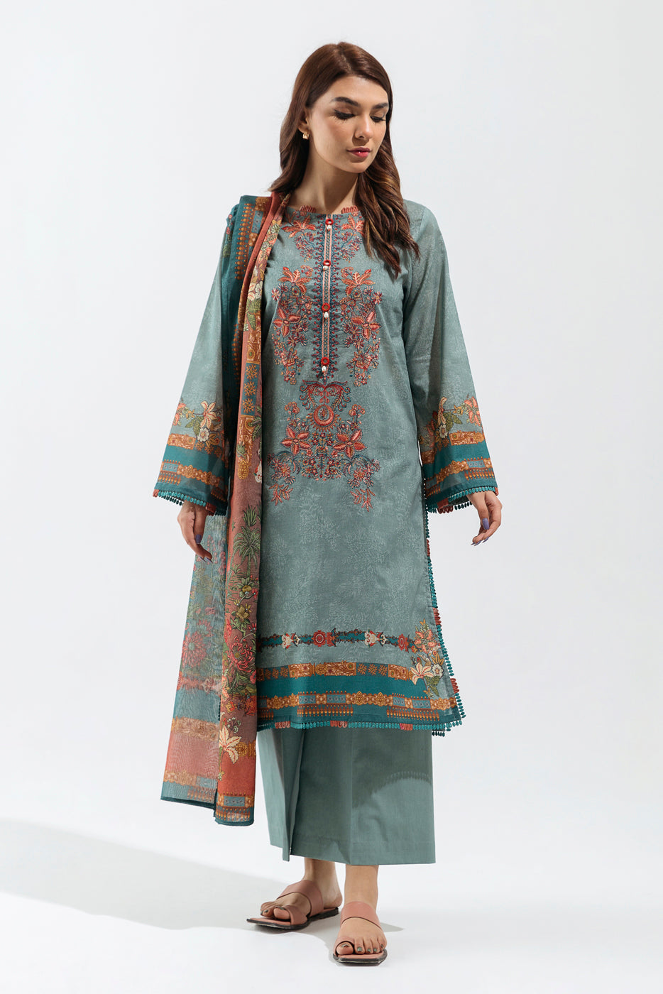 3 Piece - Embroiderd Lawn Suit - Blizzard Tribe
