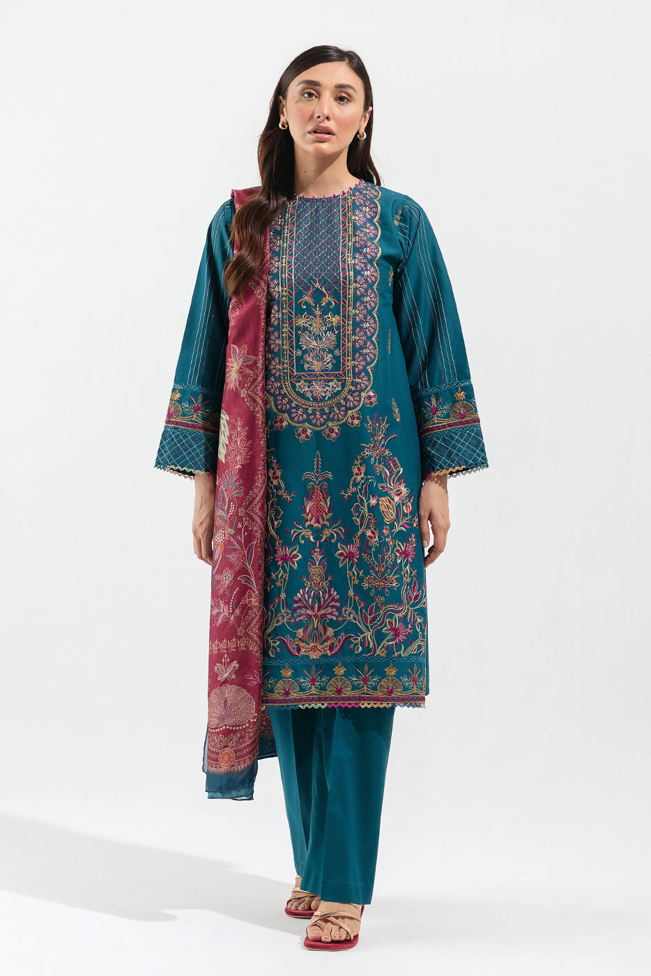 3 PIECE - EMBROIDERED LAWN SUIT - YALE VIBE