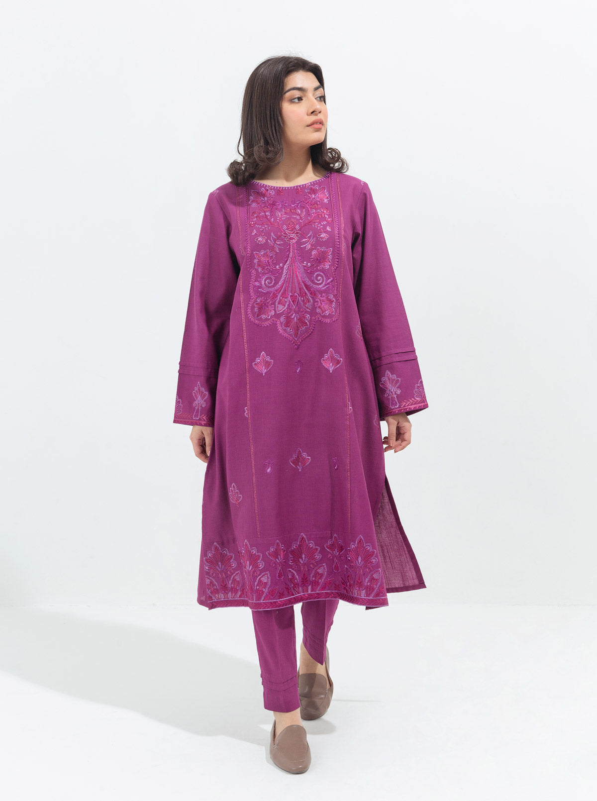 Vivid Violet-Embroidered-2P (Unstitched)