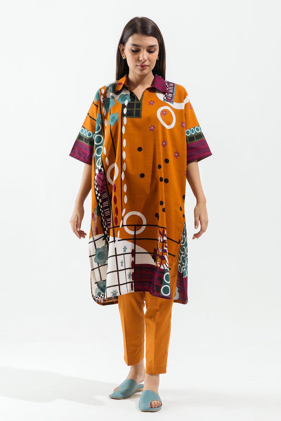 2 Piece - Printed Khaddar Suit - Autumn Aura (Unstitched)