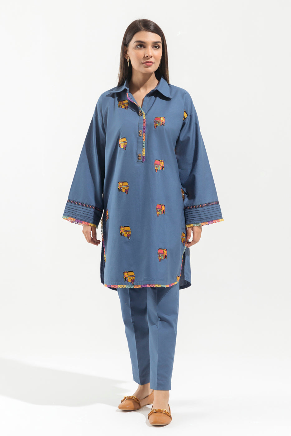 2 PIECE - EMBROIDERED  KHADDAR SUIT - FOLK VIBE