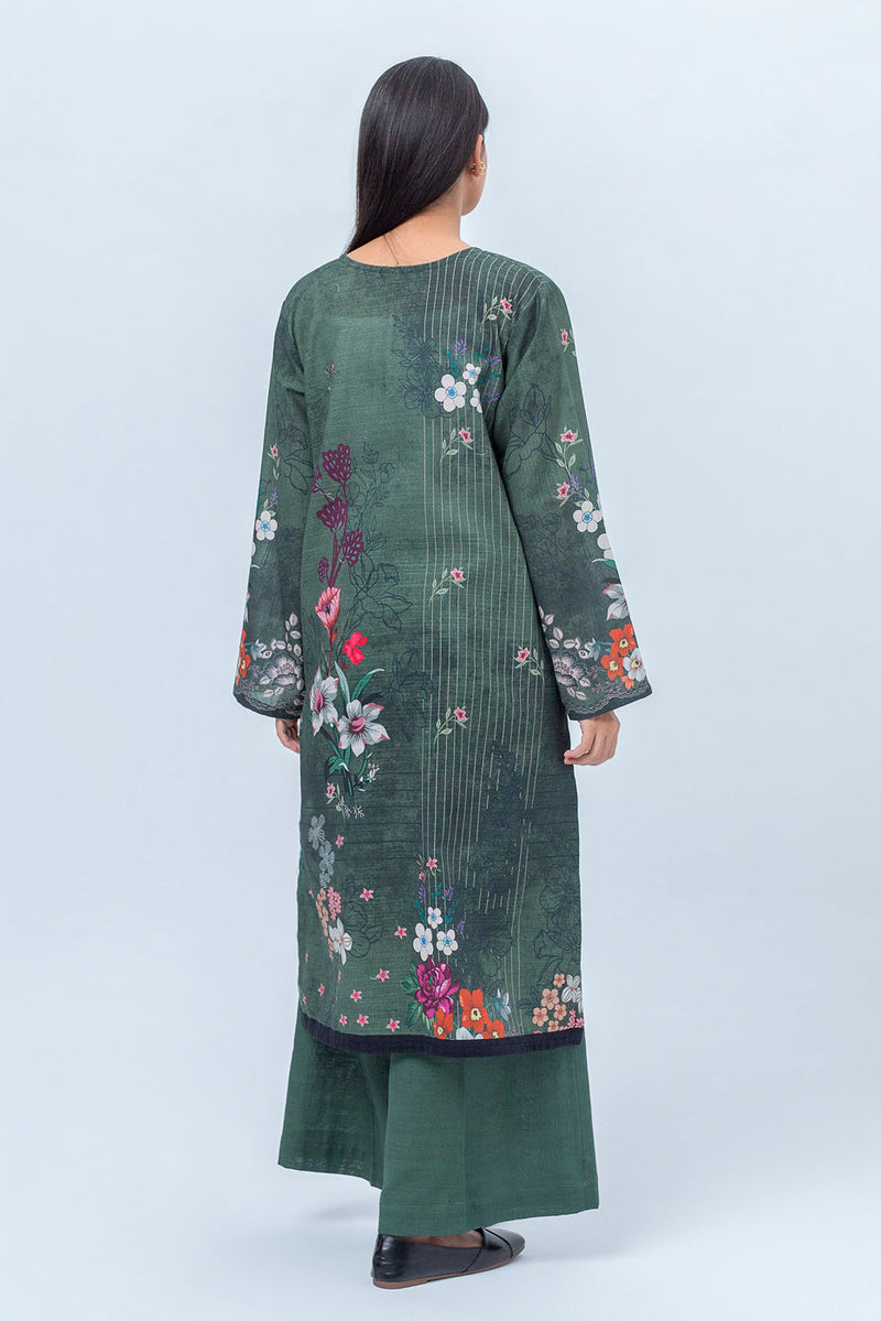 1 Piece - Printed Khaddar Shirt - Smoke Pine (Unstitched)