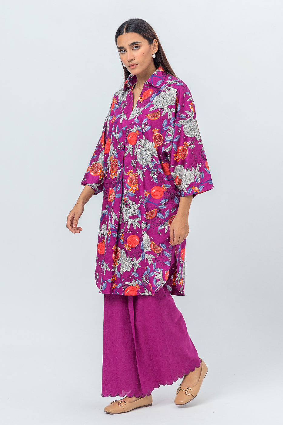 2 Piece - Printed Cotton Satin Suit - Fruity Punch (Unstitched)