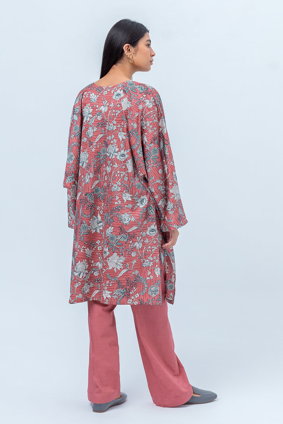 2 Piece - Printed Cotton Satin Suit - Rosette Garden (Unstitched)