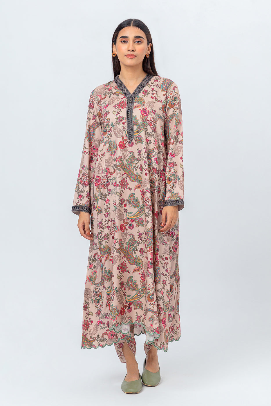 2 Piece - Printed Linen Suit - Quartz Beige (Unstitched)