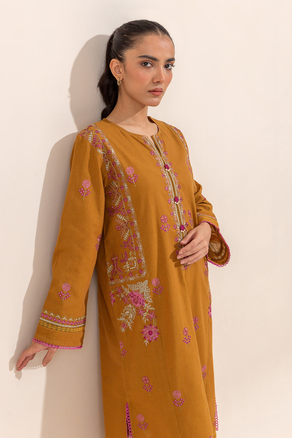 2 Piece - Embroidered Khaddar Suit - Glazing Aura