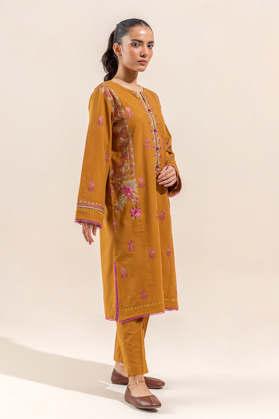 2 Piece - Embroidered Khaddar Suit - Glazing Aura