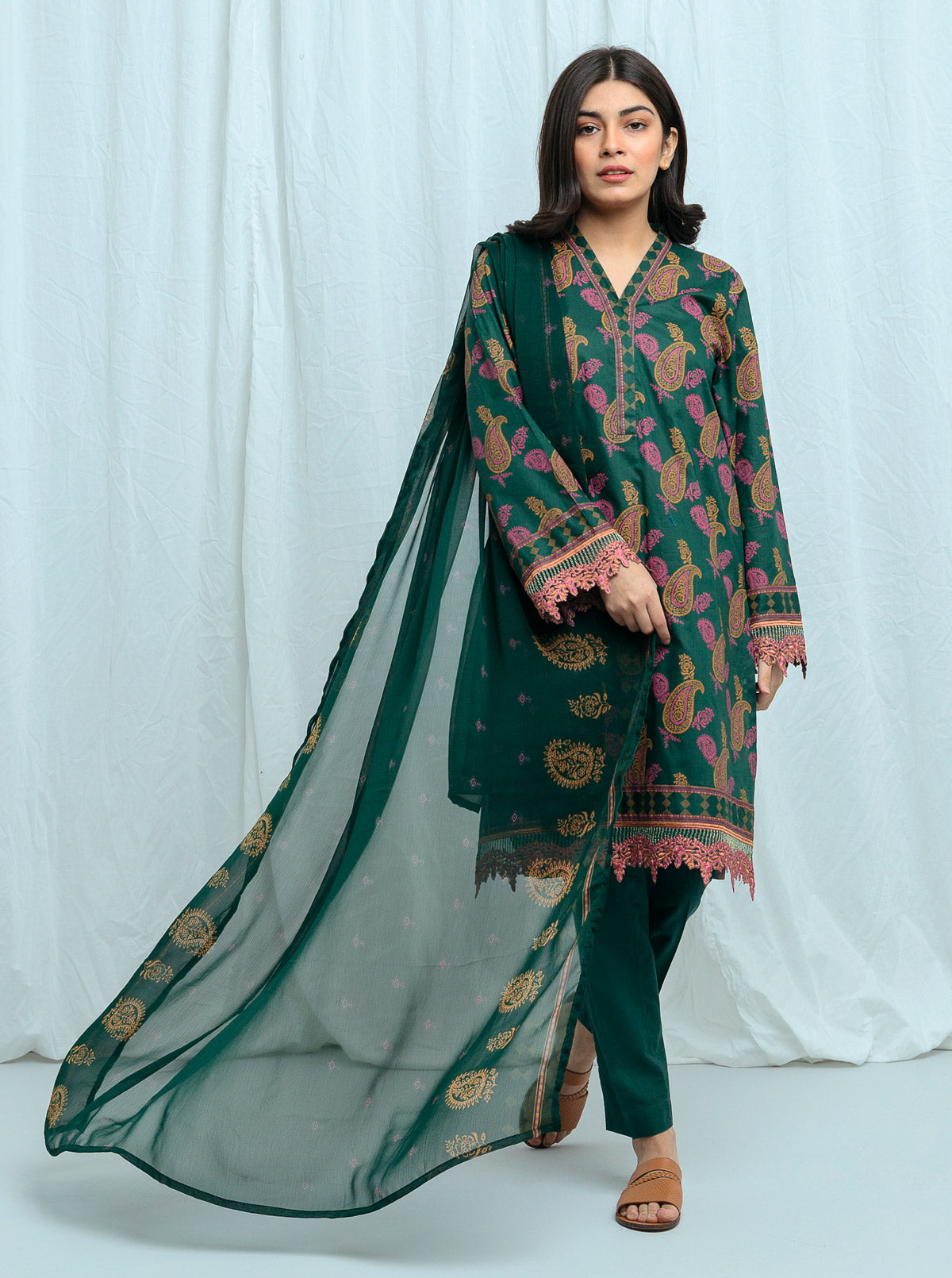 Teal Green-Embroidered-3P