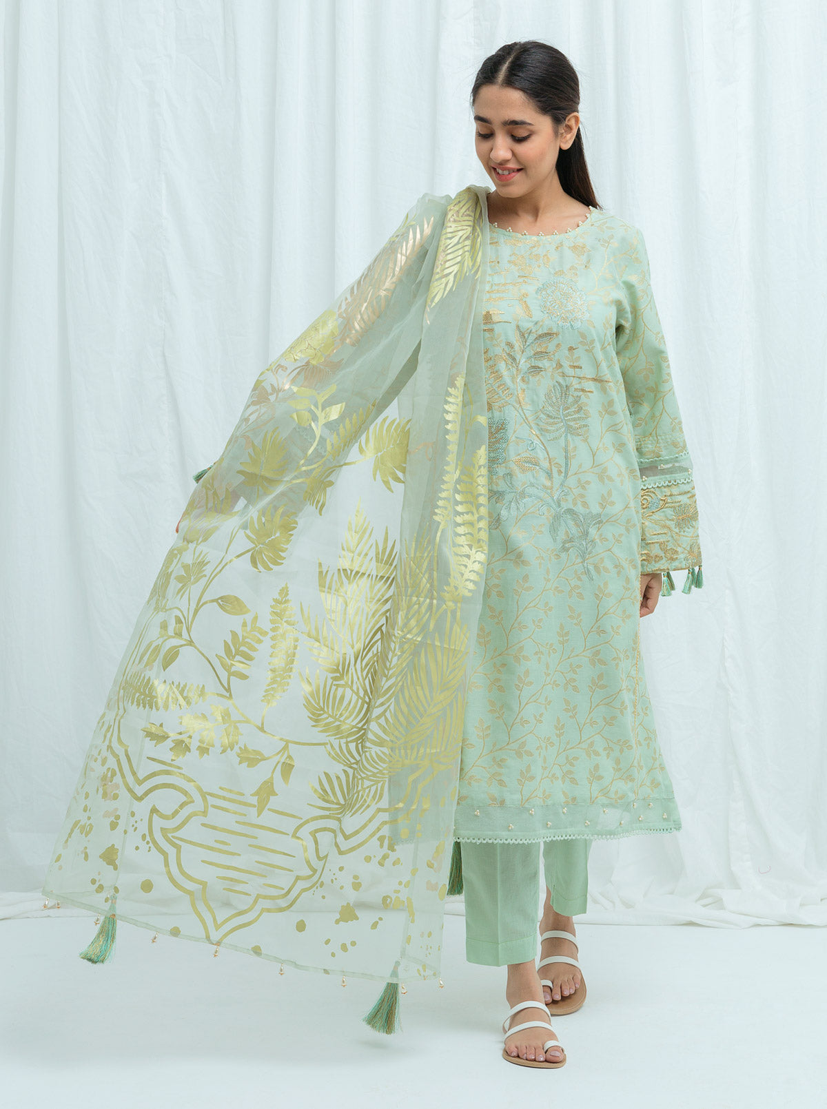 Mint Afterglow-Embroidered-2P