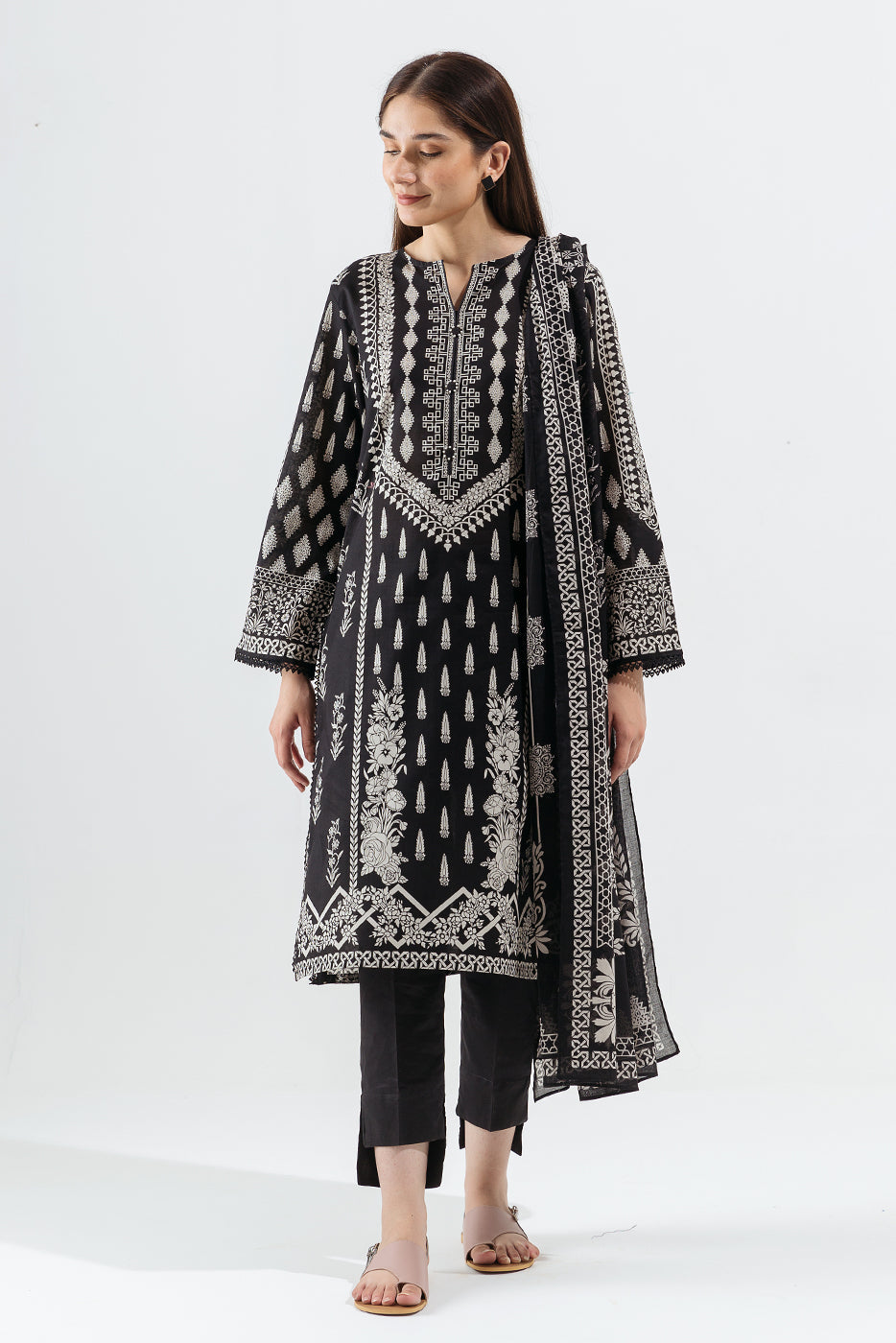 Mystic Taupe-Printed-3P (Unstitched)
