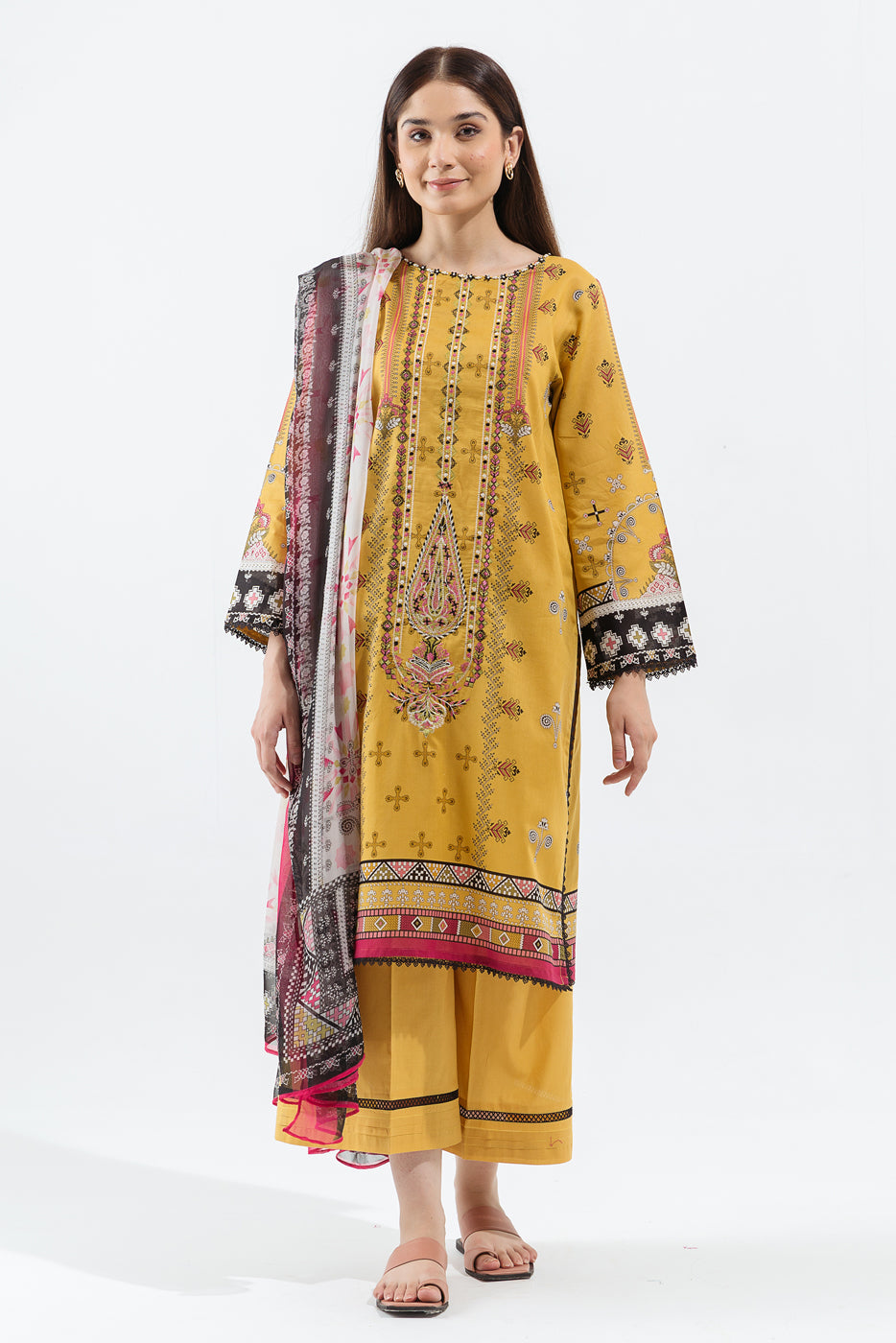 Mustard Quartz-Embroidered-2P (Unstitched)