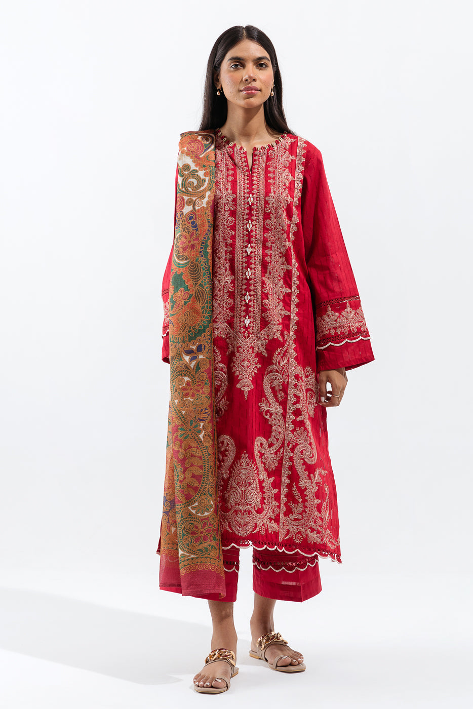 Alluring Red-Embroidered-3P (Unstitched)