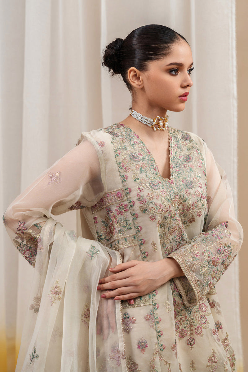 4 Piece Embroidered Organza Suit-Summer Dew (Unstitched)