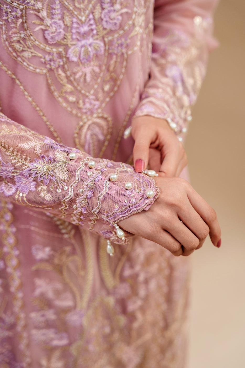 4 Piece Embroidered Organza Net Suit-Pink Aura (Unstitched)