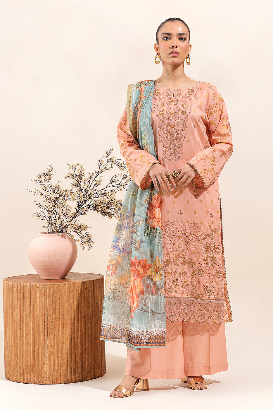 3 Piece Embroidered Lawn Suit-Rosette Dawn (Unstitched)