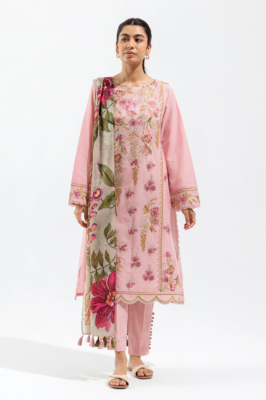3 Piece - Embroidered Multi Naps Suit - Blossom Bloom (Unstitched)
