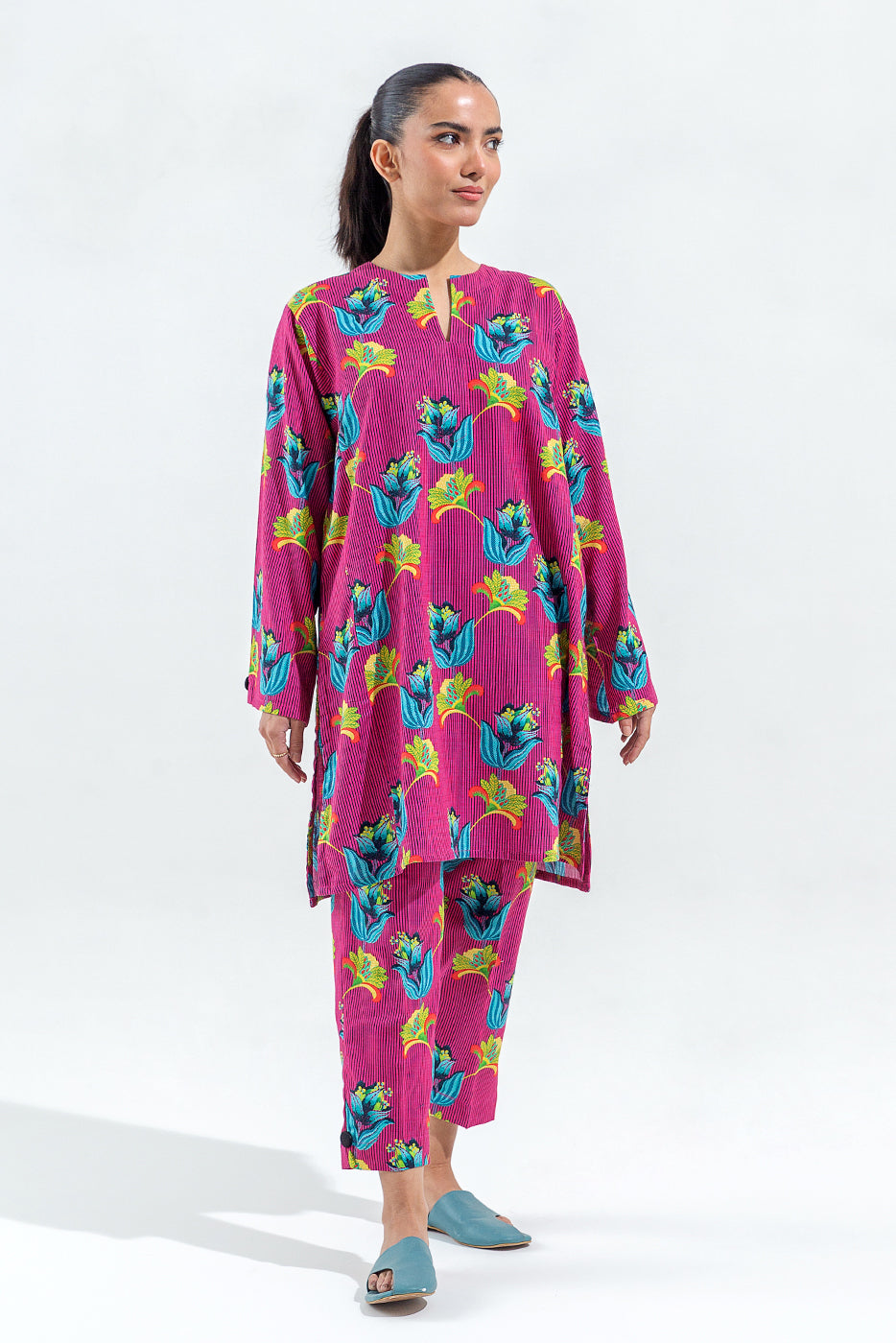 2 Piece Printed Slub Khaddar Suit (Pret)