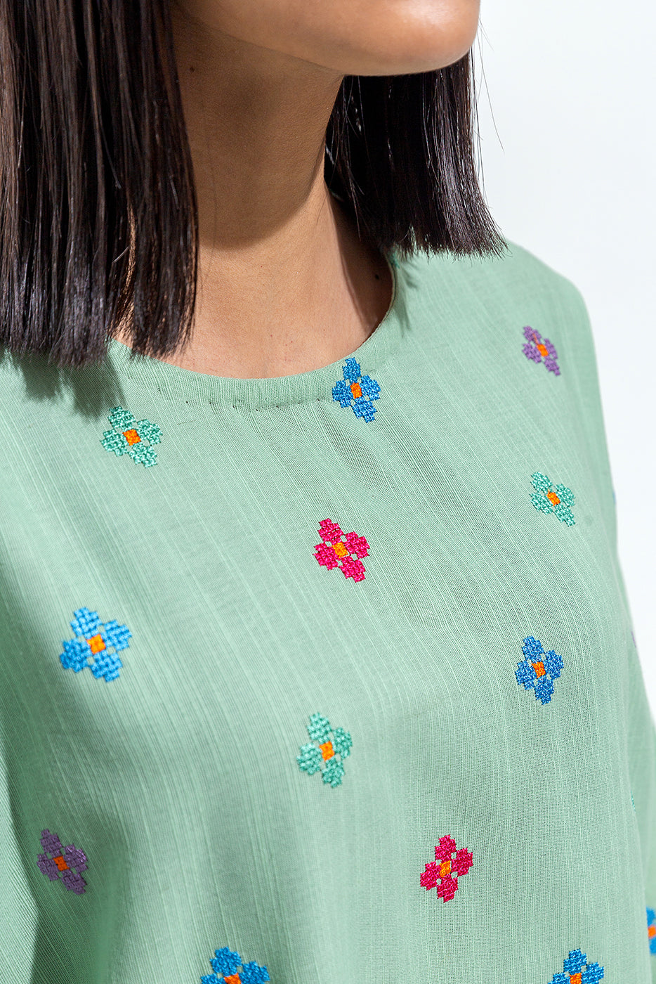 Embroidered Slub Khaddar Shirt (Pret)