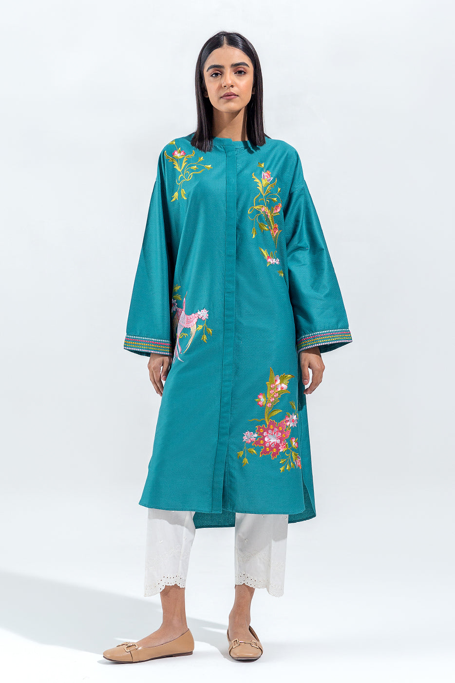 Embroidered Self Jacquard Shirt(Pret)