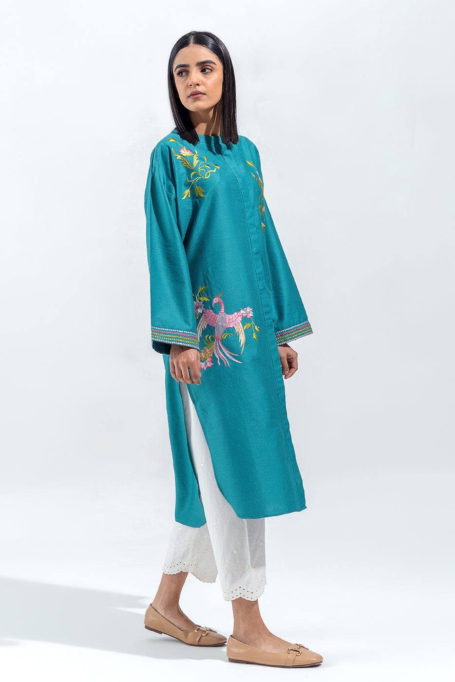 Embroidered Self Jacquard Shirt(Pret)