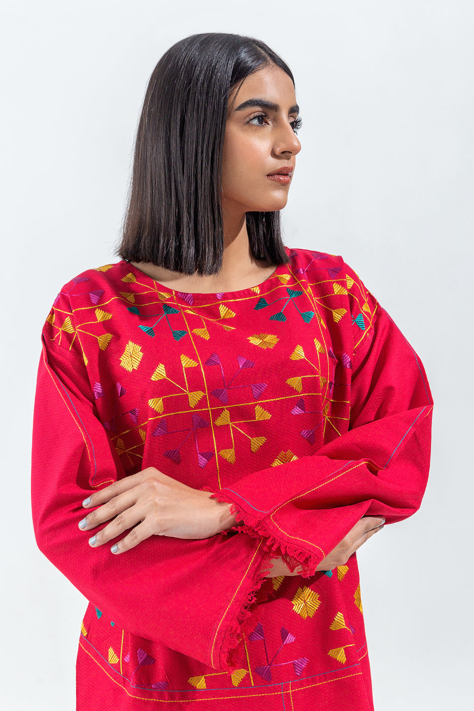 Embroidered Self Jacquard Shirt (Pret)