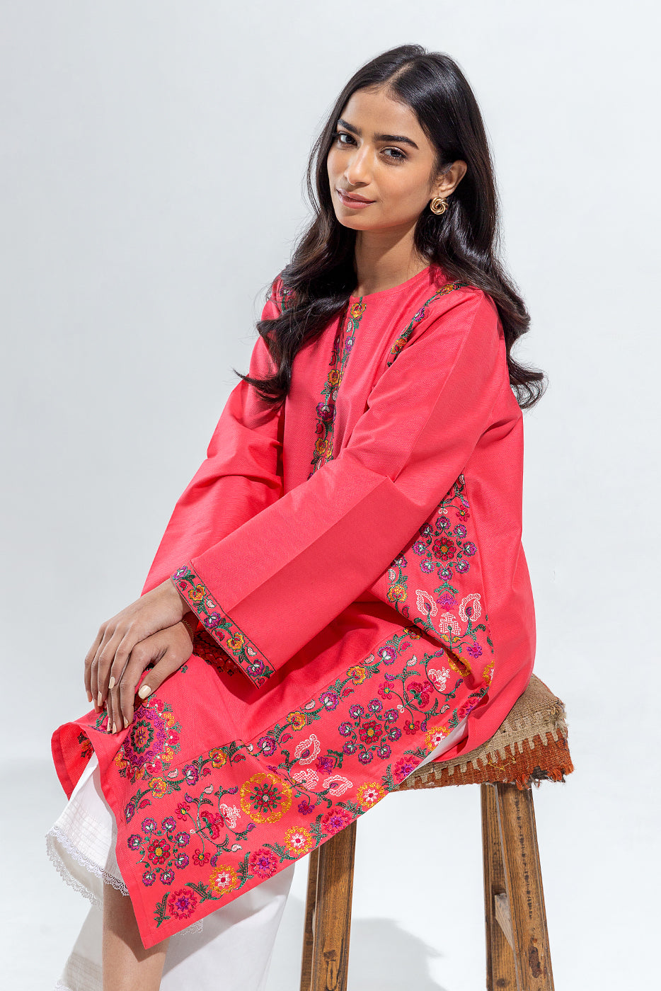 Embroidered Self Jacquard Shirt (Pret)