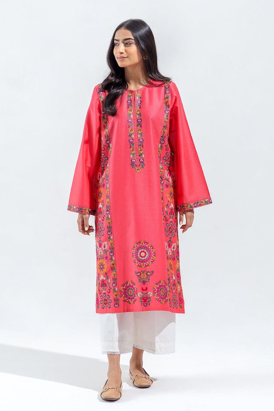 Embroidered Silk Trousers(As Shown)