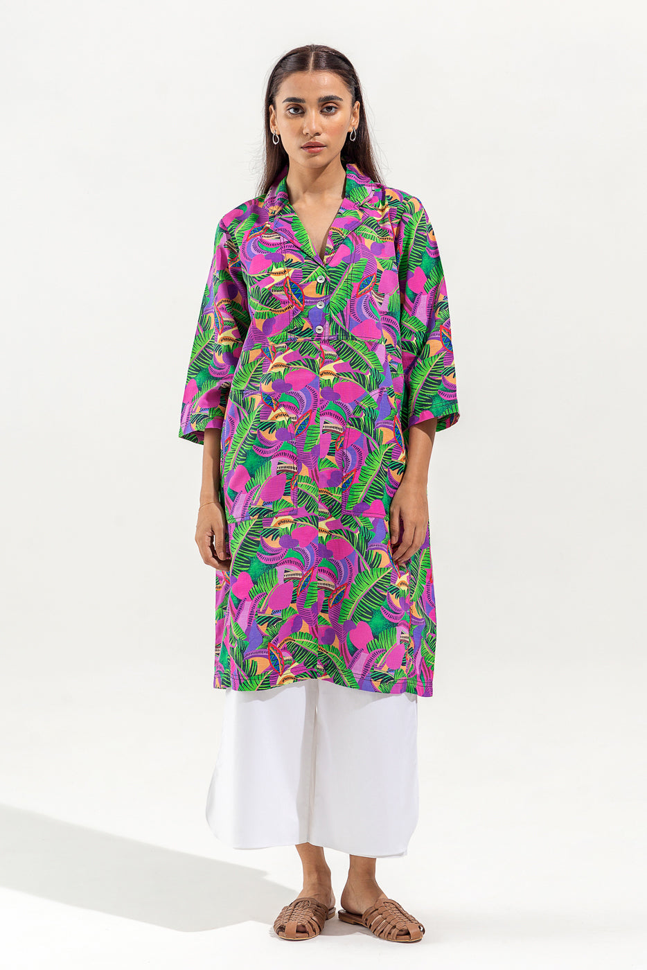 Printed Slub Khaddar Shirt (Pret)