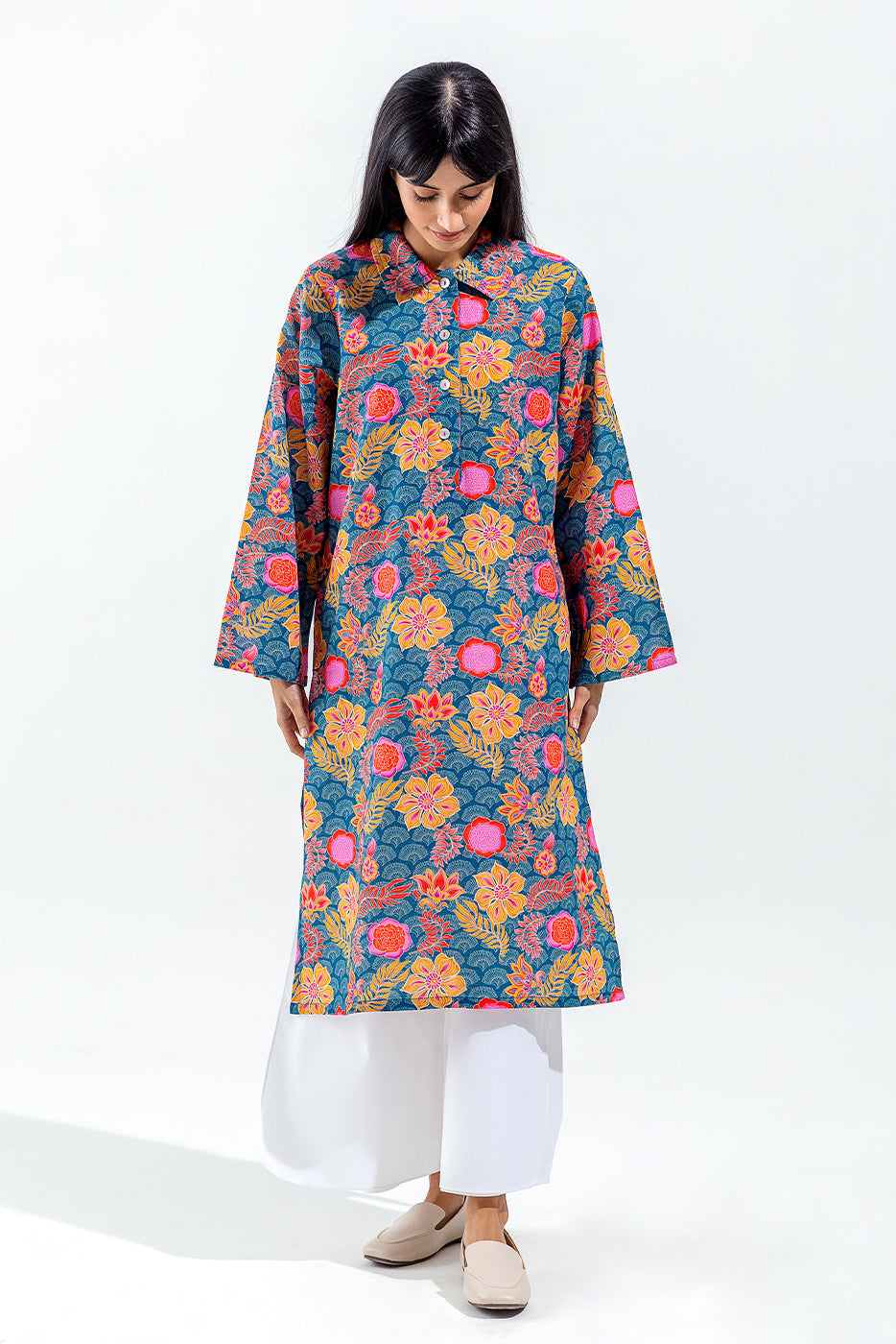 Printed Slub Khaddar Shirt (Pret)