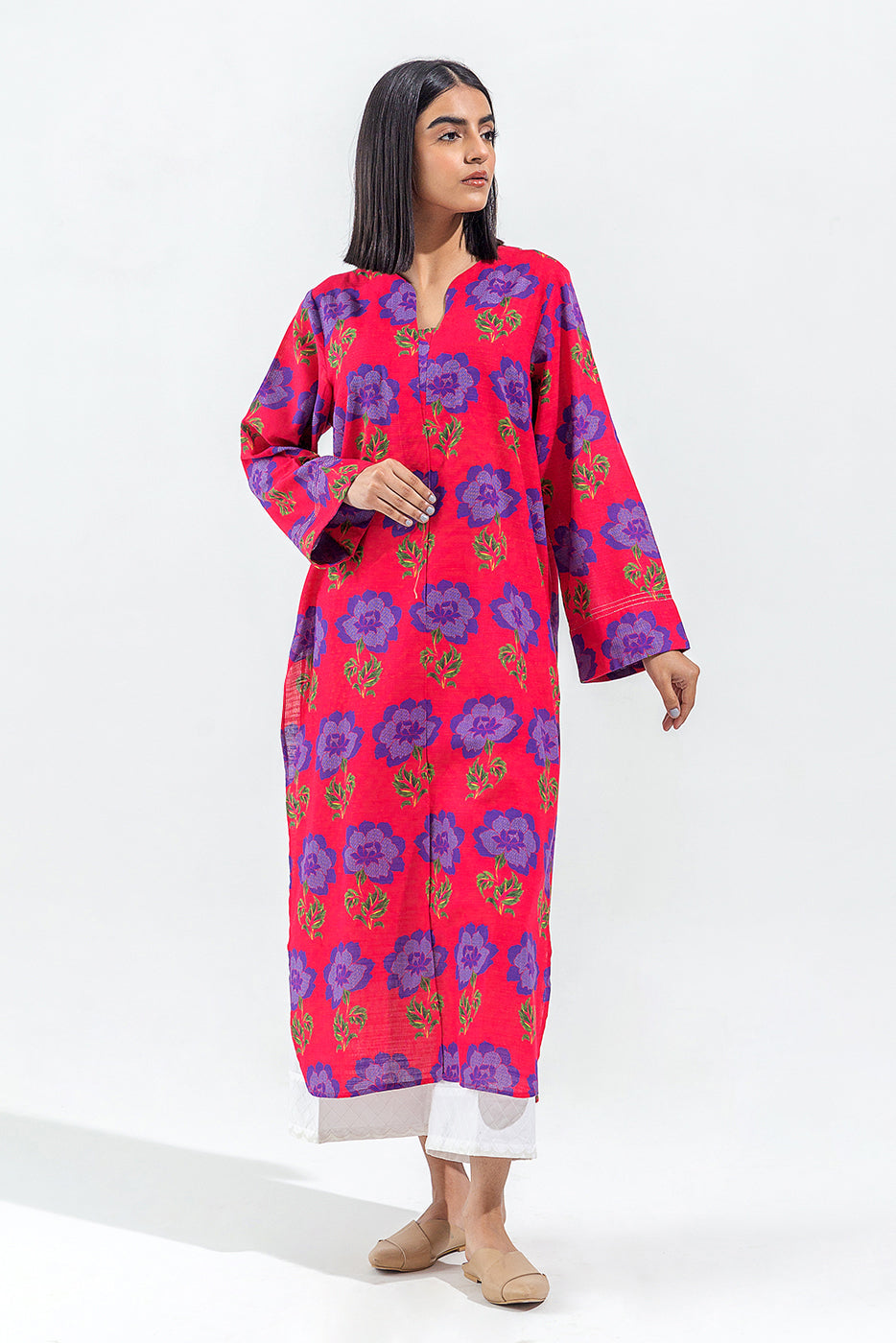Printed Slub Khaddar Shirt (Pret)