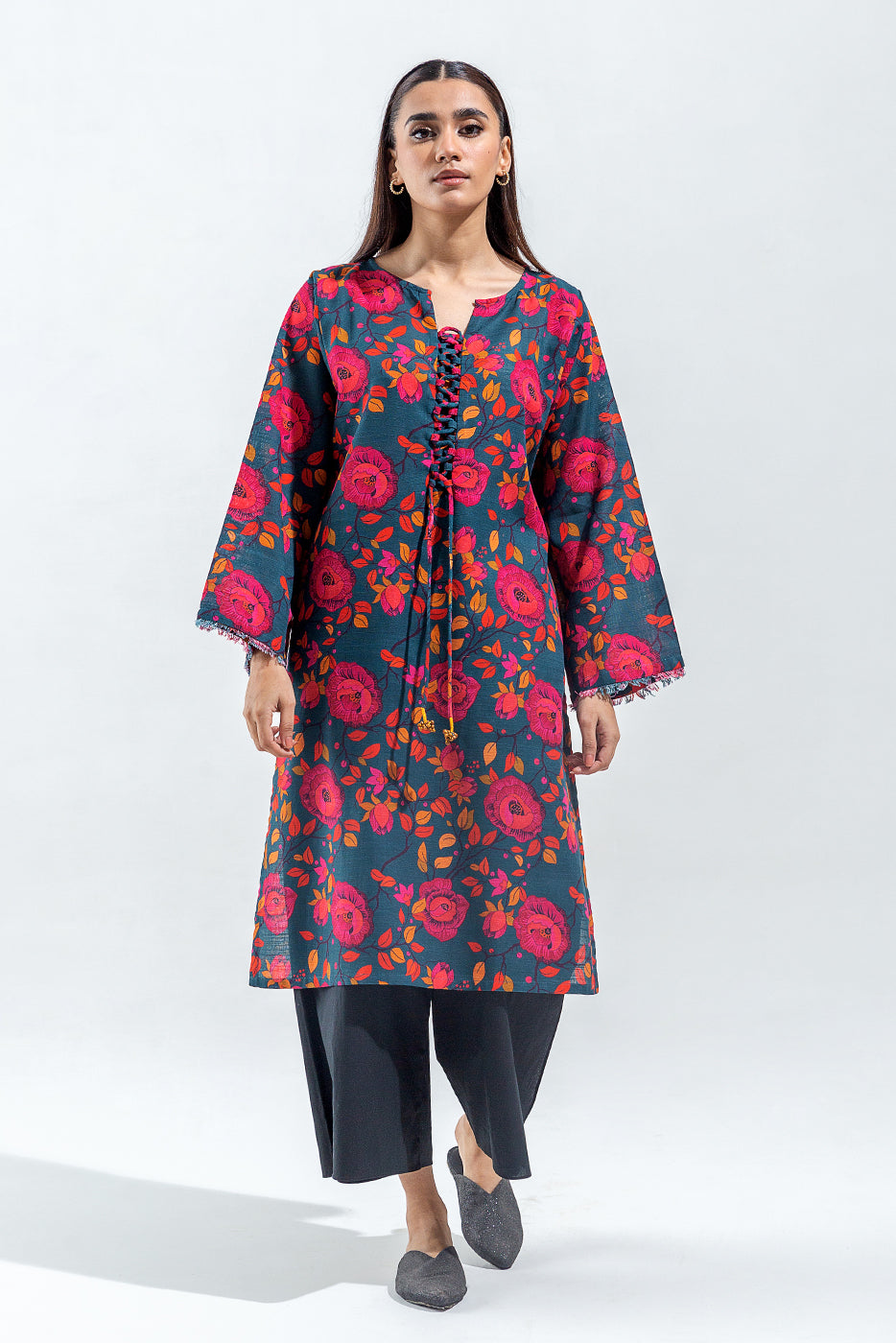 Printed Slub Khaddar Shirt (Pret)