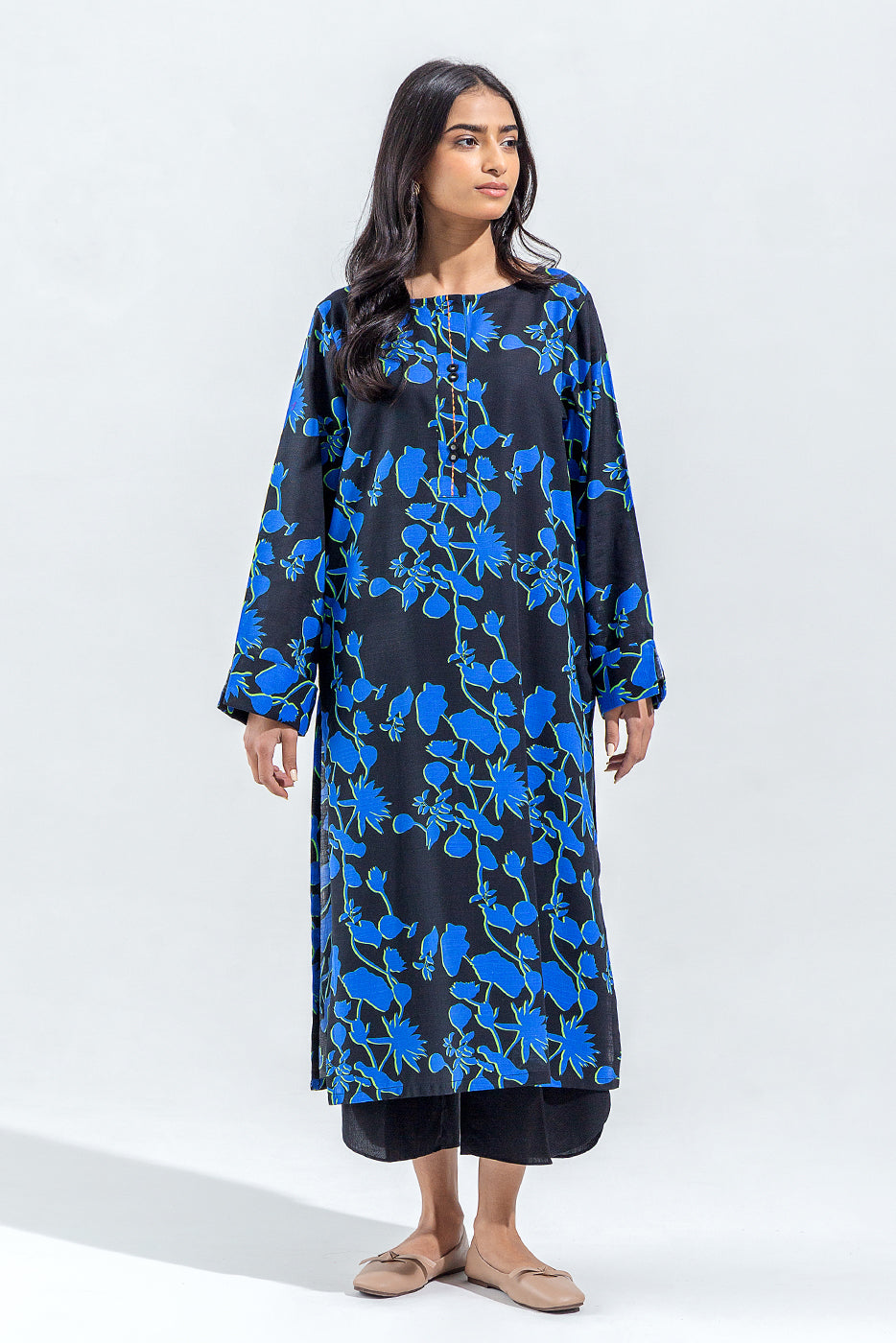 Printed Slub Khaddar Shirt (Pret)