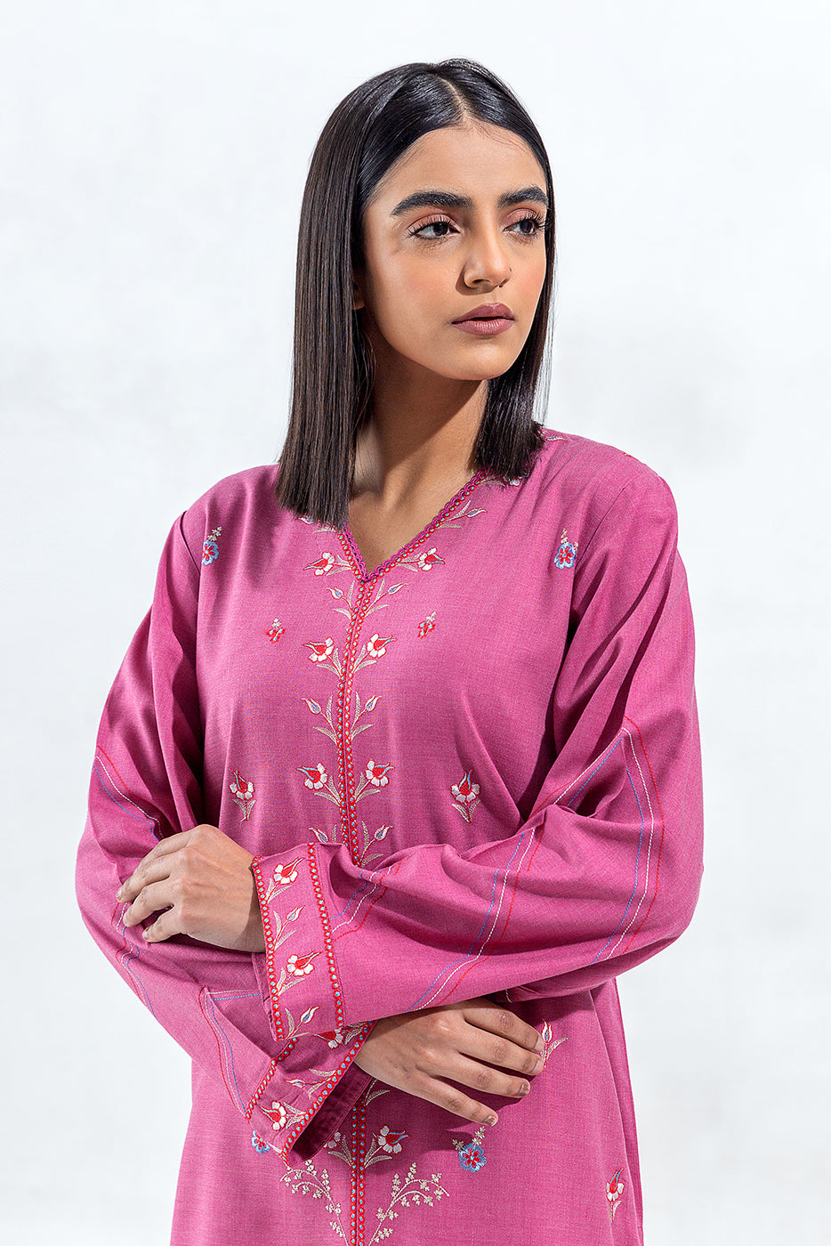 Embroidered Chambrey Shirt(Pret)