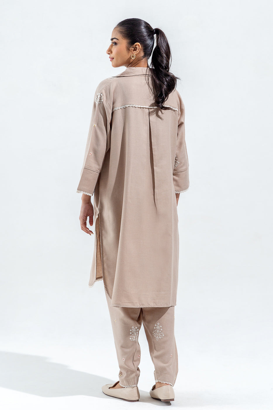 2 Piece Embroidered Twill Suit (Pret)