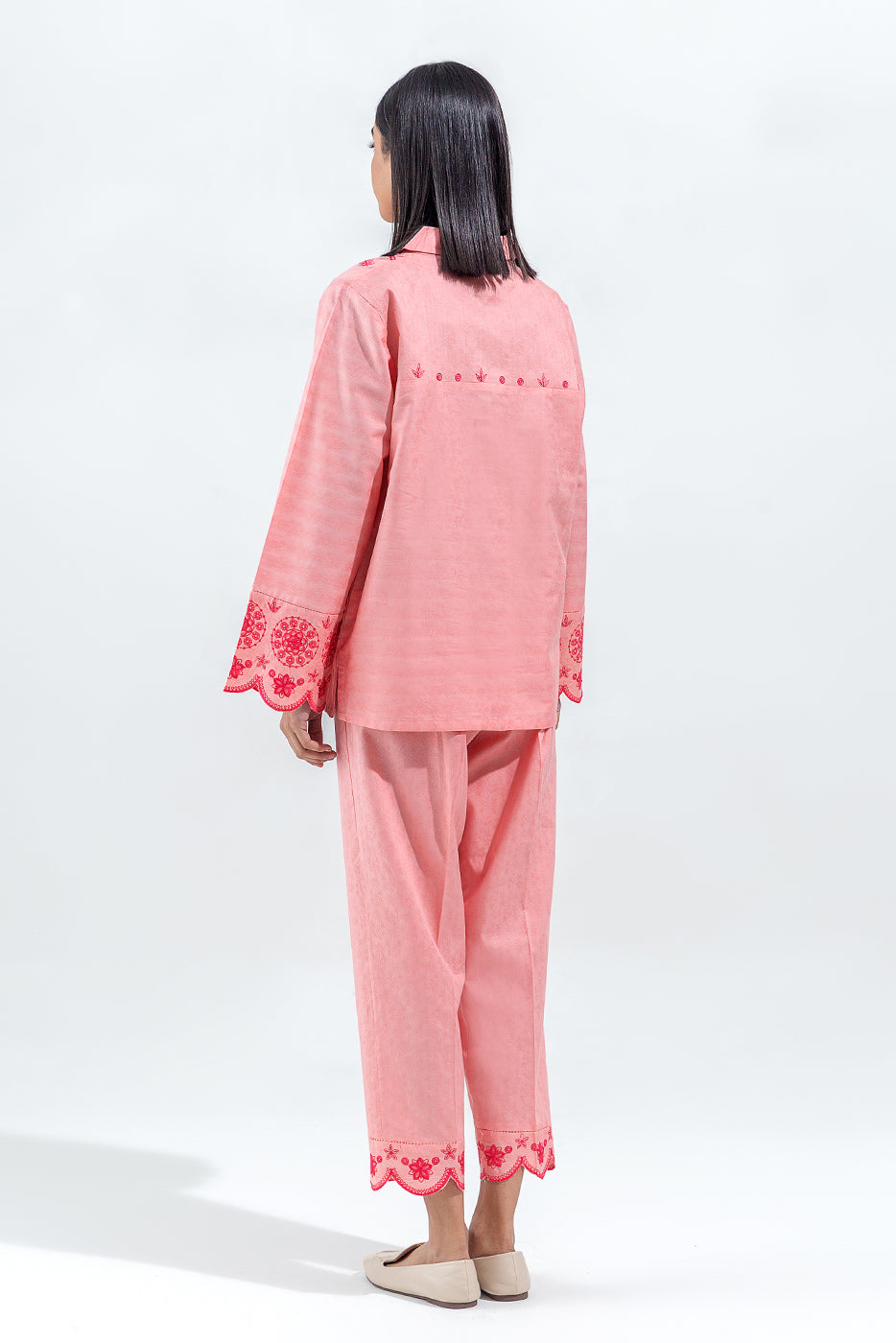 2 Piece Embroidered Self Jacquard Suit(Pret)