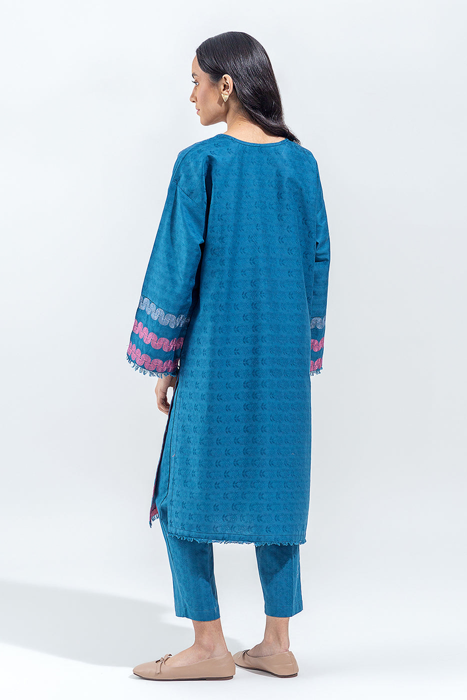 2 Piece Embroidered Self Jacquard Suit (Pret)