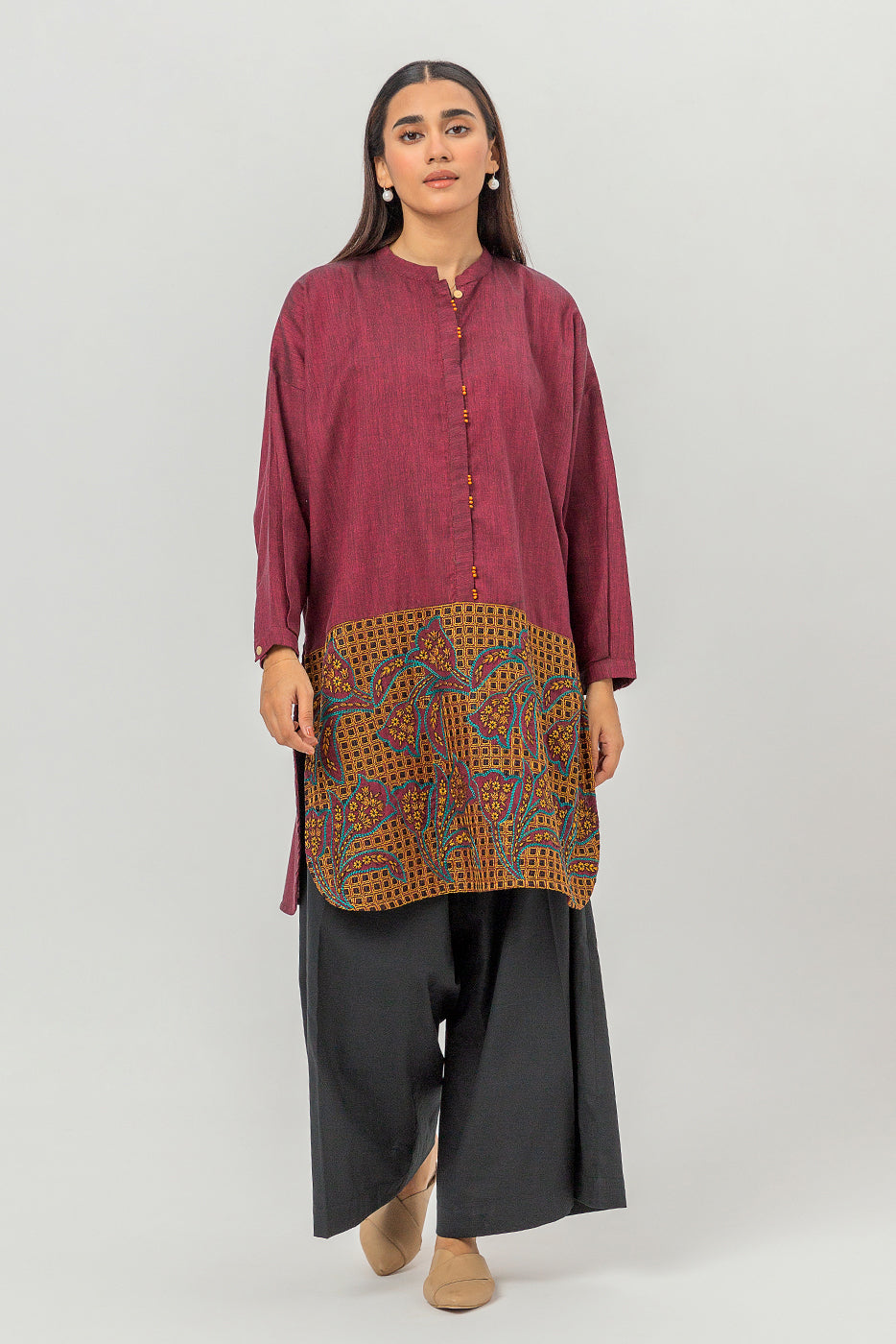Plain chiffon dupatta with trimming