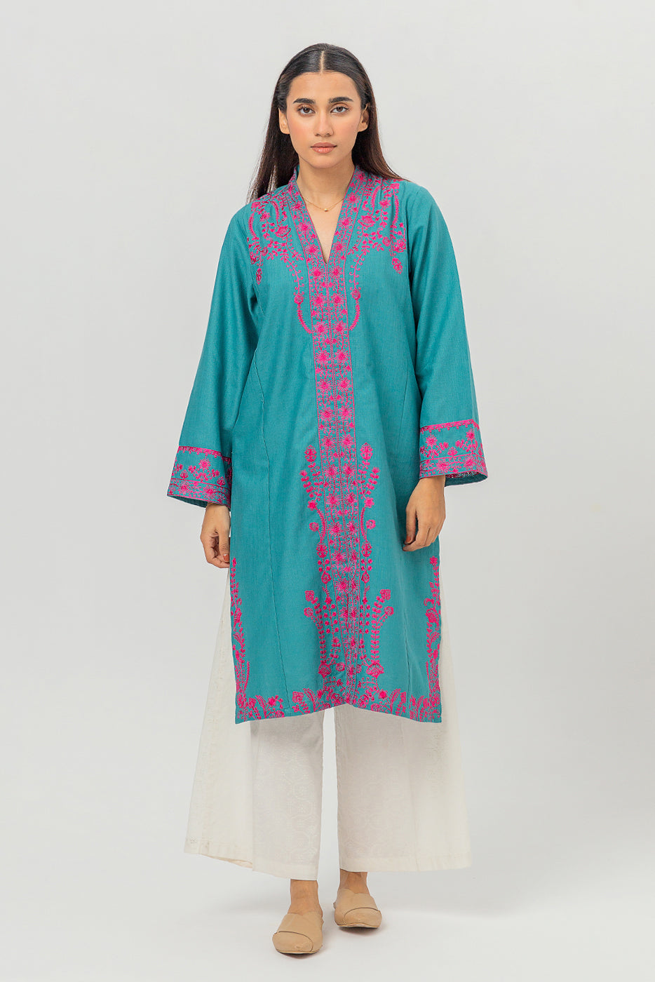 Embroidered Khaddar Shirt (Pret)