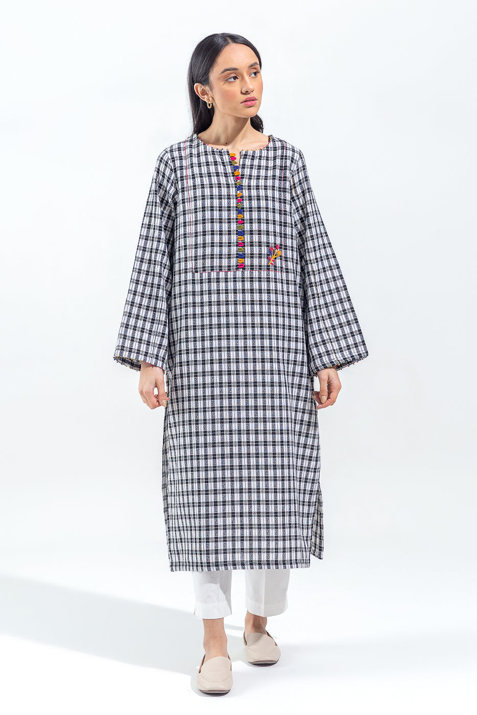Plain chiffon dupatta with trimming