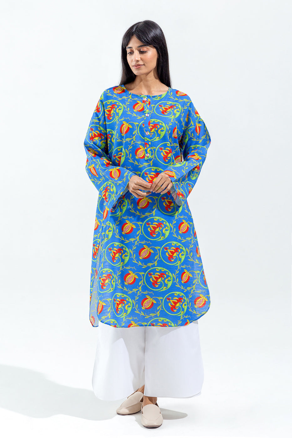 Printed Slub Khaddar Shirt (Pret)