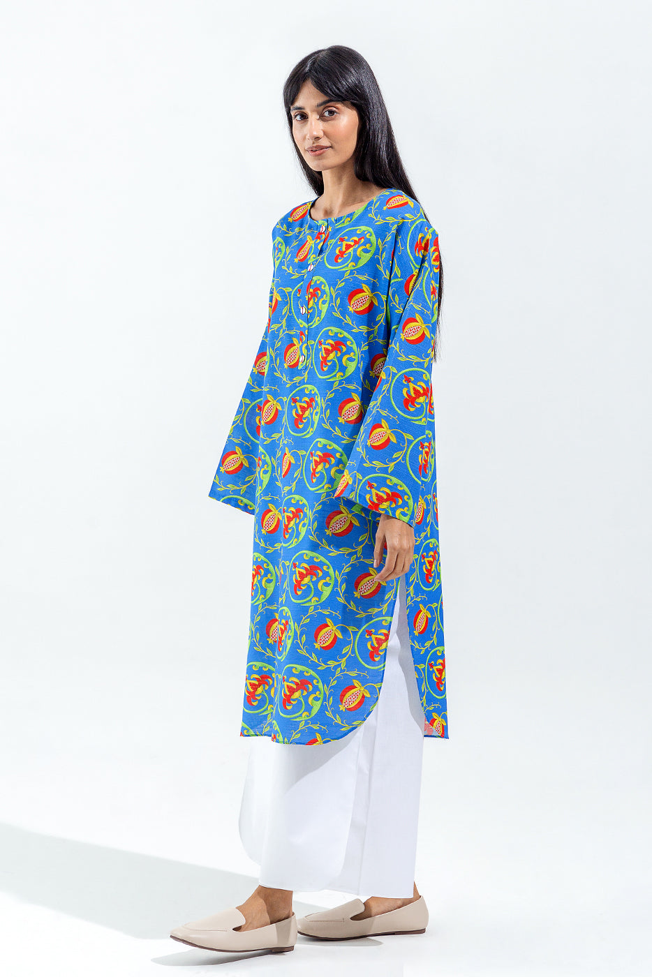 Printed Slub Khaddar Shirt (Pret)
