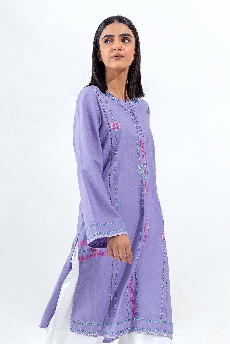 Embroidered Slub Khaddar Shirt(Pret)