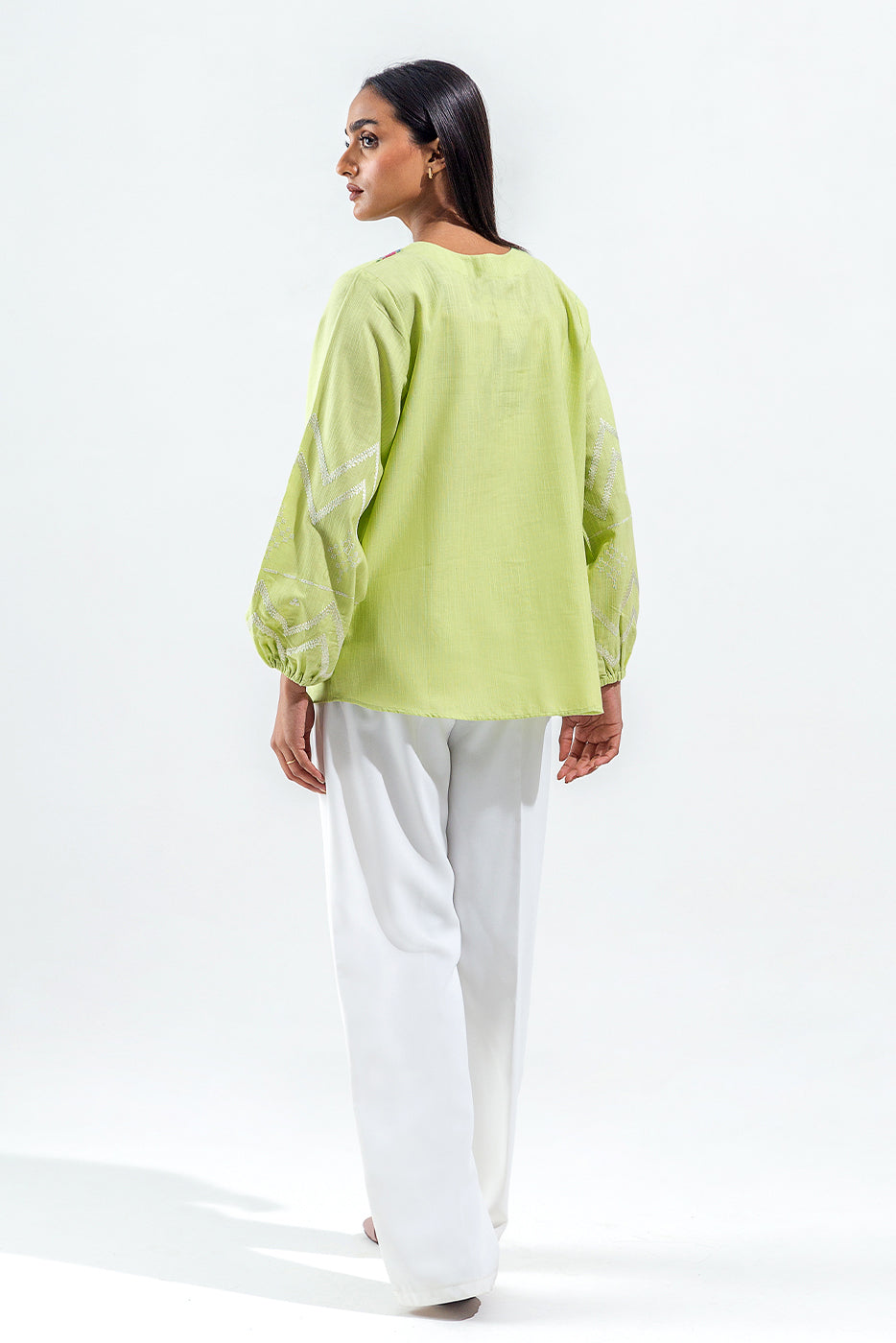 Embroidered Slub Khaddar Top (Pret)