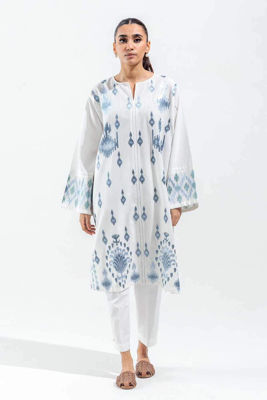 Embroidered Slub Khaddar Shirt (Pret)