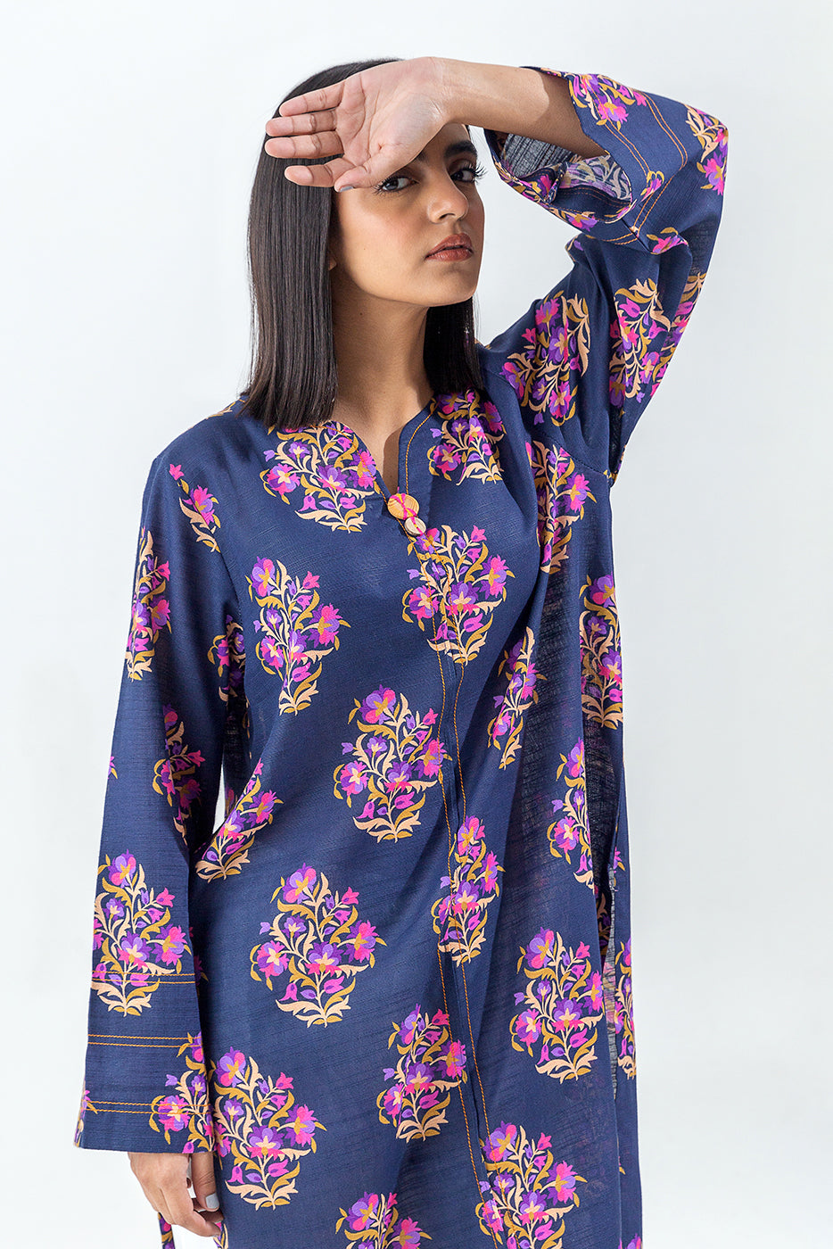Printed Slub Khaddar Shirt (Pret)