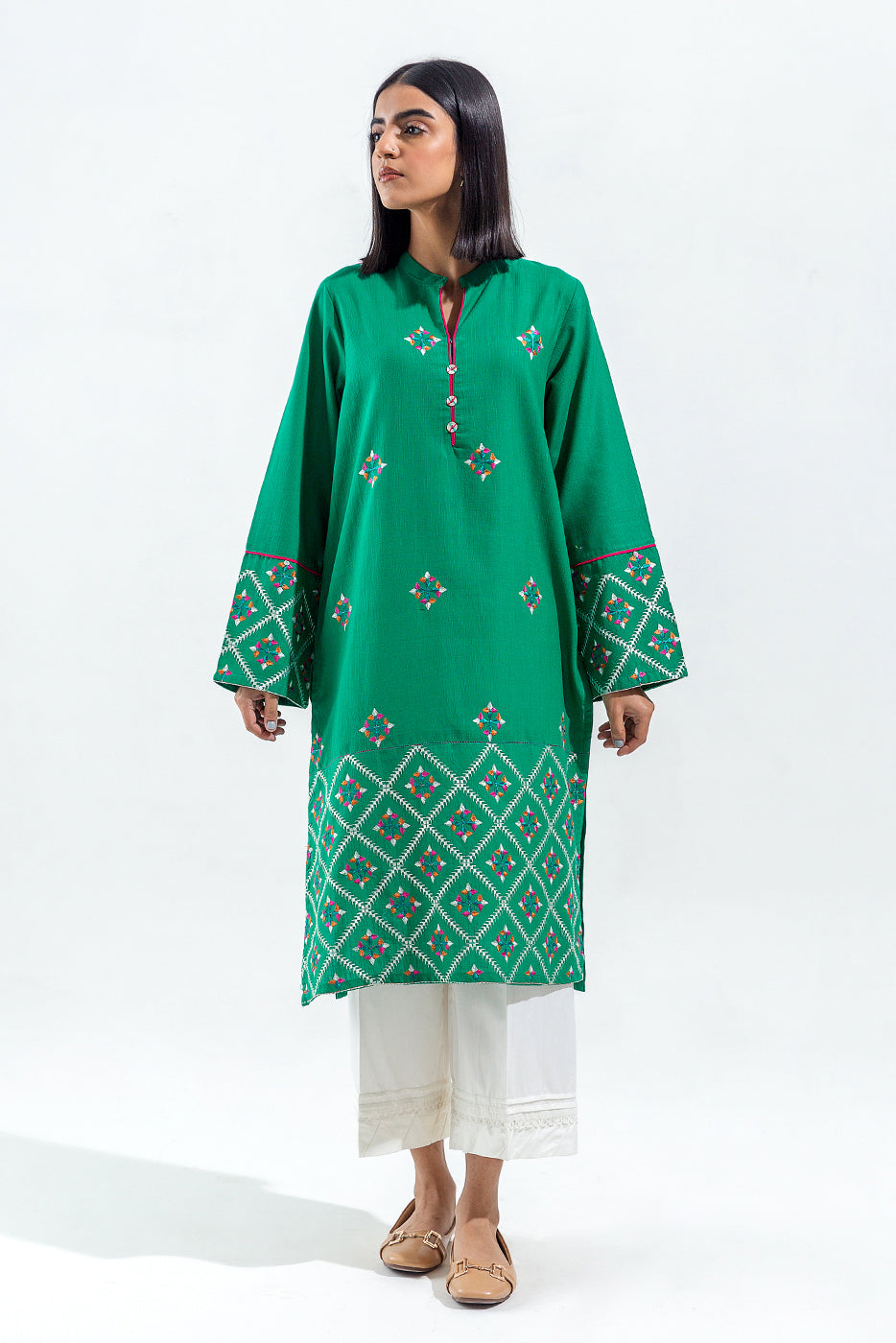 Embroidered Velvet Trousers(As Shown)