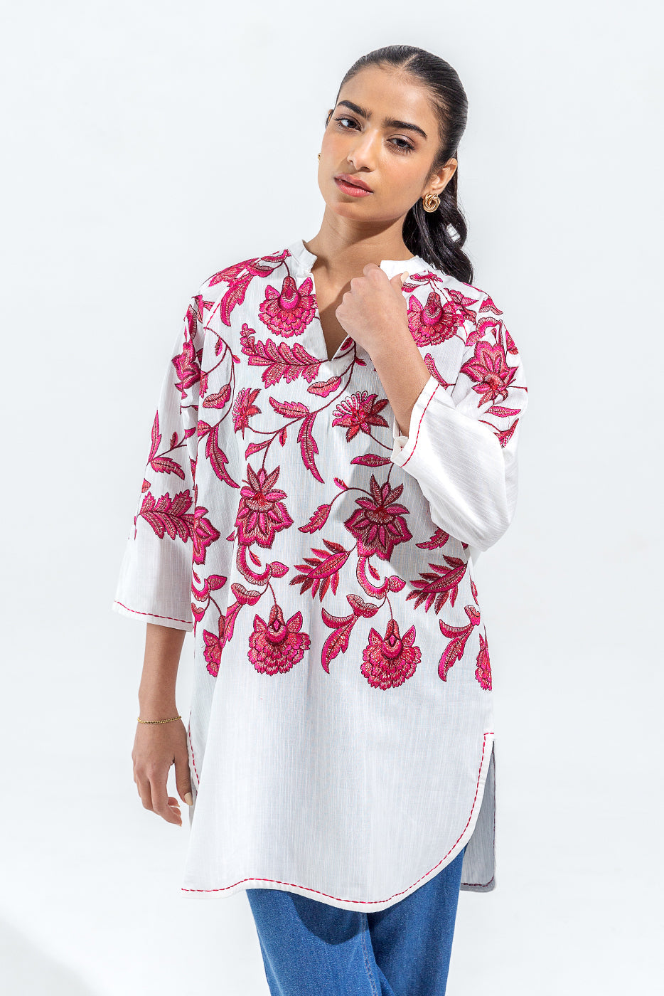 Embroidered Slub Khaddar Shirt (Pret)