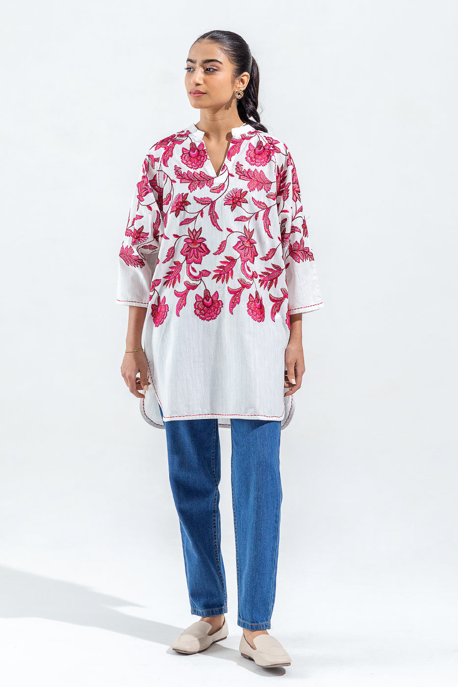 Embroidered Slub Khaddar Shirt (Pret)
