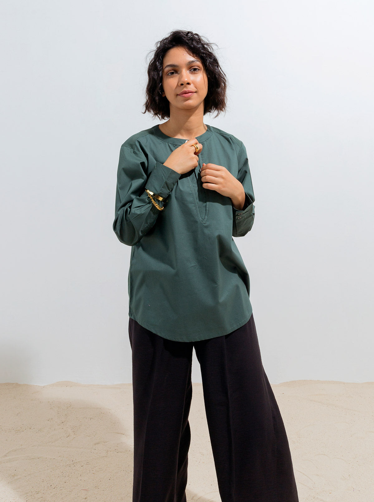 Green Double Slit Top