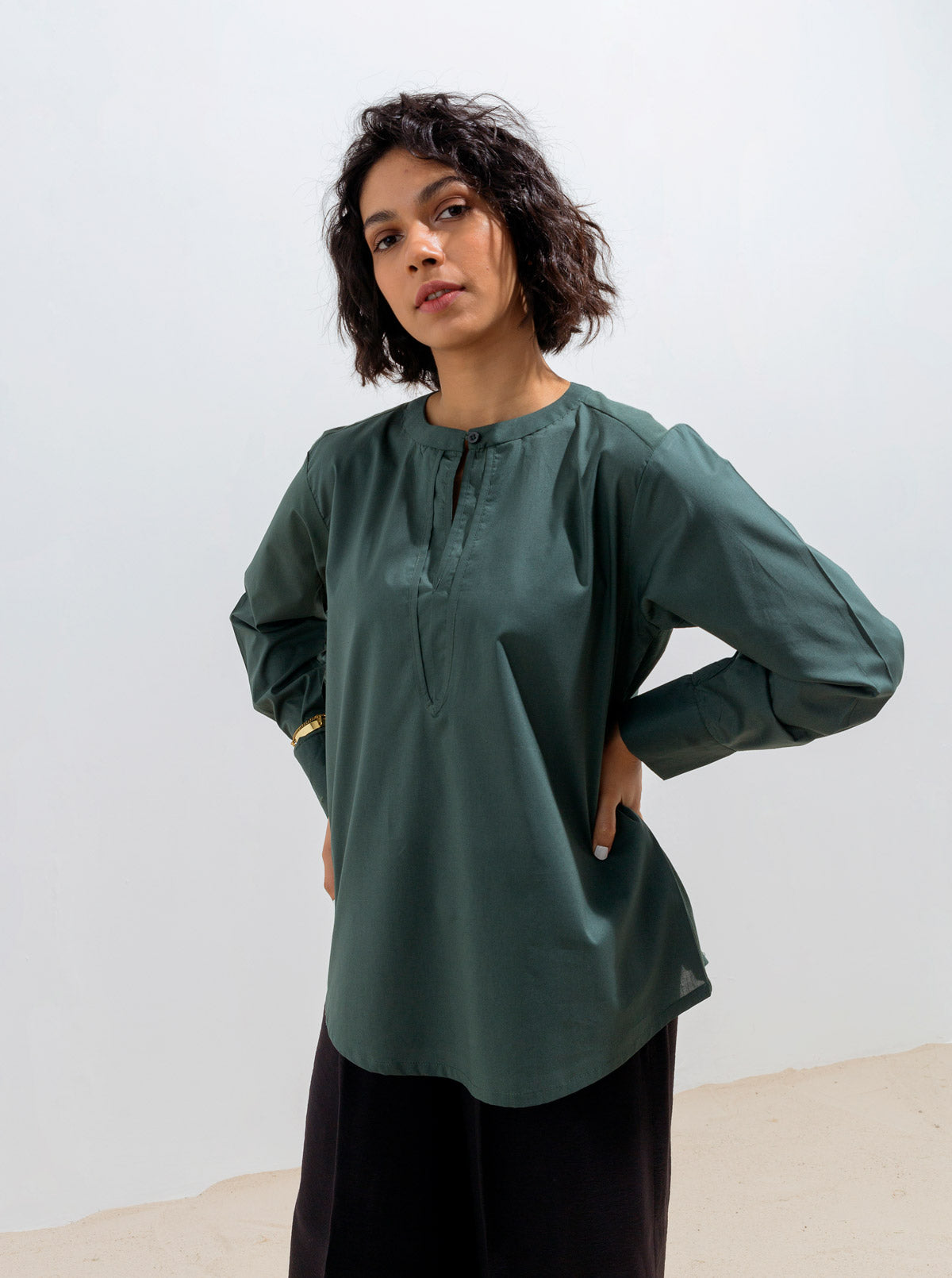 Green Double Slit Top